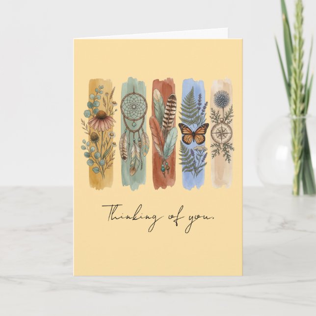 Boho Dreamcatcher Thinking of You Sympathy Card (Front)