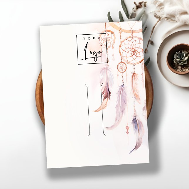 Boho Dreamcatcher Watercolor Hairpin Logo Display Business Card (Creator Uploaded)