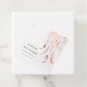 Boho Dreamcatcher Watercolor Lilac Blush Peach Favour Tags