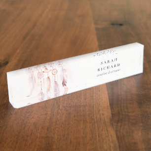 Boho Dreamcatcher Watercolor Lilac Blush Peach Nameplate