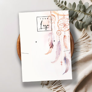 Boho Dreamcatcher Watercolor Necklace Earring Logo Business Card