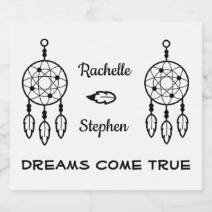Boho Dreamcatcher Wedding Bridal Shower Tribal Beer Bottle Label