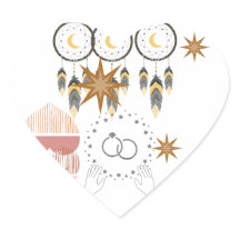 Boho Dreamcatcher Wedding Heart Stickers