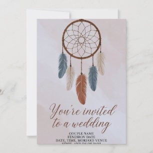 Boho Dreamcatcher Wedding Invitation   Rustic Bohe