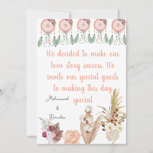  Boho Dreamcatcher Wedding Invitation Set (Front)