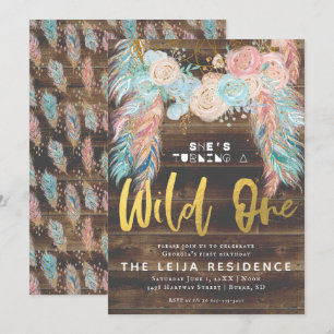 Boho Dreamcatcher Wild One Birthday Invitation