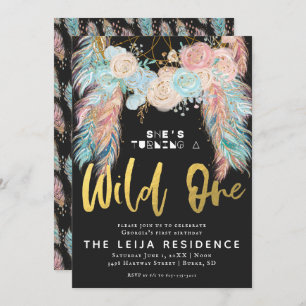 Boho Dreamcatcher Wild One Birthday Invitation