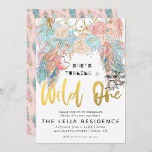 Boho Dreamcatcher Wild One Birthday Invitation