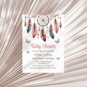 Boho Dreamcatcher with Butterflies Baby Shower  Invitation