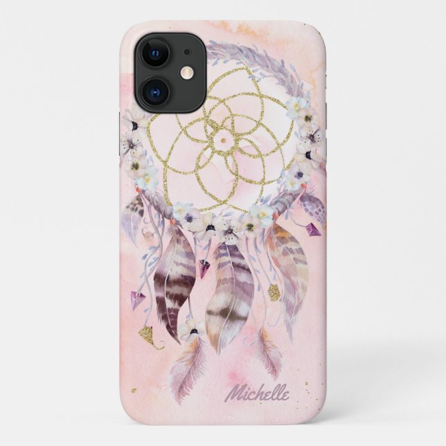 Boho Dreamcatcher with Name Case-Mate iPhone Case (Back)