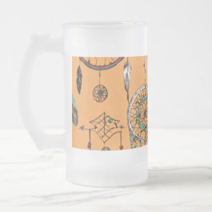 Boho Dreamer Design Frosted Glass Beer Mug