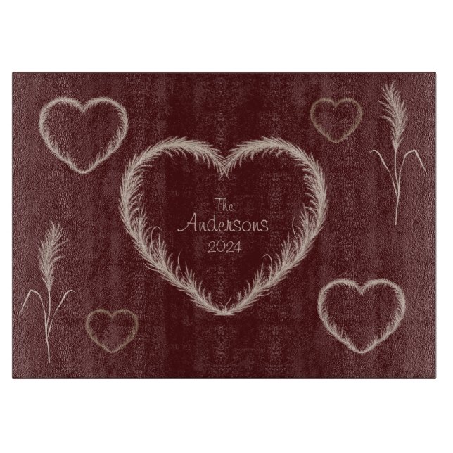 Boho Dreams Custom Pampas Grass Cutting Board (Front)