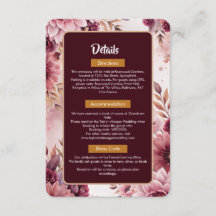 Boho Dreams Wedding Details Card with Floral
