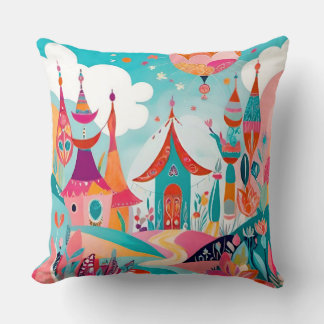 "Boho Dreamscape: Abstract Illustration Cushion" Cushion