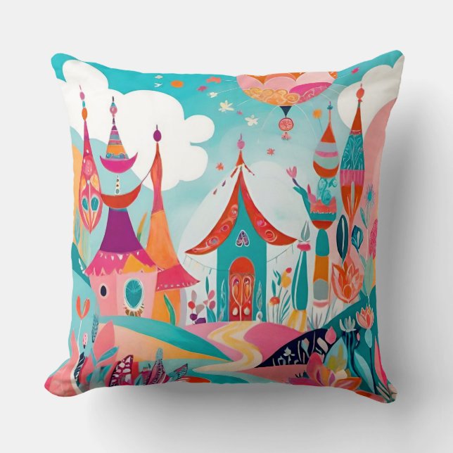 "Boho Dreamscape: Abstract Illustration Cushion" Cushion (Front)
