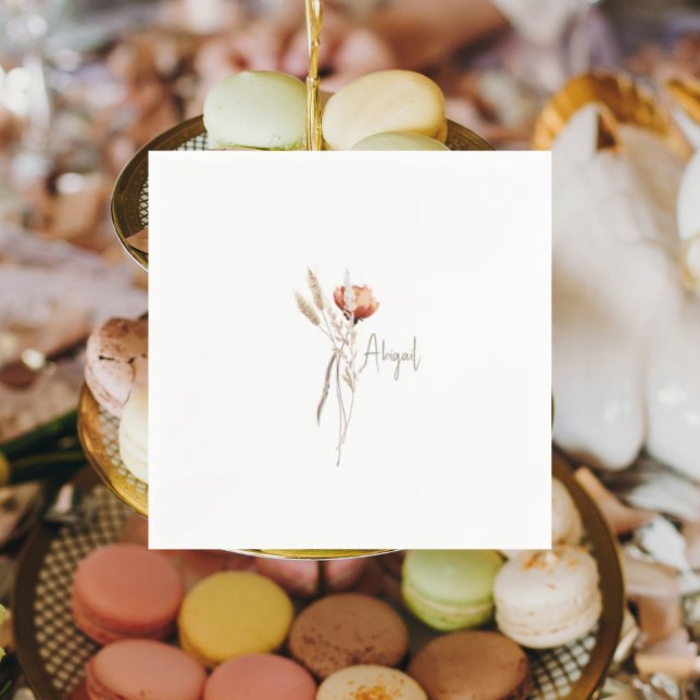 Boho Dried Botanical Shower Personalised Napkin (Creator Uploaded)