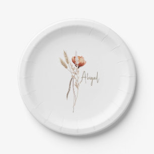 Boho Dried Botanical Shower Personalised Paper Plate