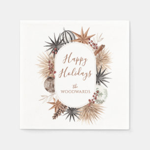 Boho Dried Botanicals Holiday Party  Napkin