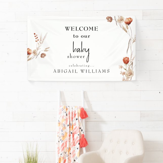 Boho Dried Floral Baby Shower  Banner (Insitu)