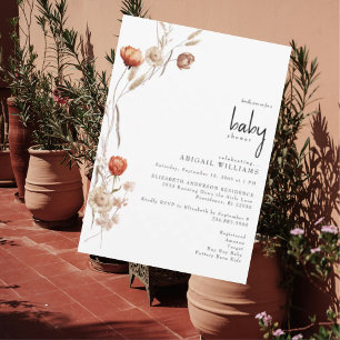 Boho Dried Floral Neutral Baby Shower Invitation