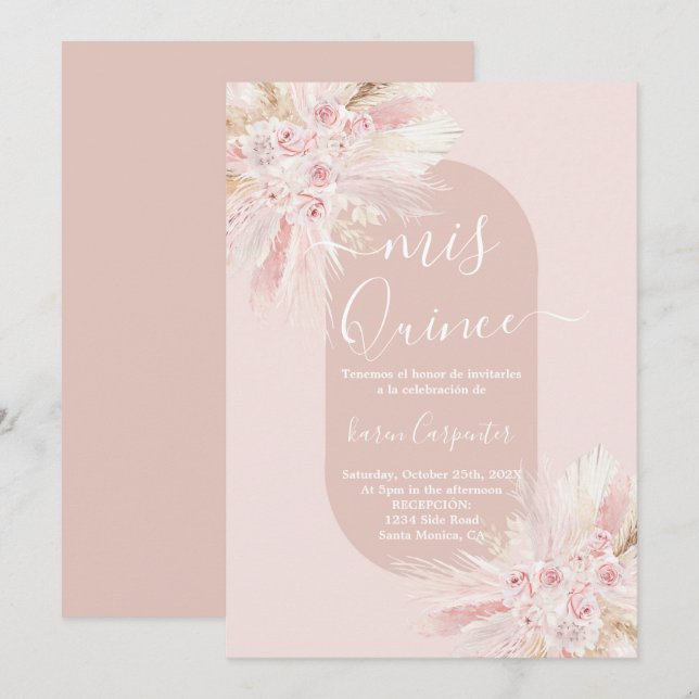Boho Dried Floral  Quinceanera Invitation (Front/Back)