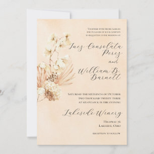 Boho Dried Floral Wedding Invitation