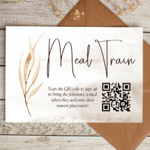 Boho Dried Florals Meal Train Sign up Enclosure Card