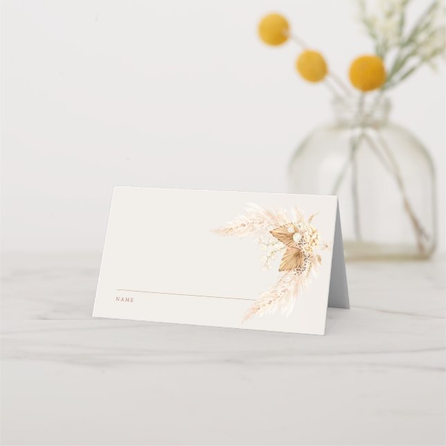  Boho Dried Flowers and Pampas Grass Wedding Place Card (Front)