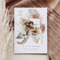 Boho Dried Palm and Orchids Photo Save the Date