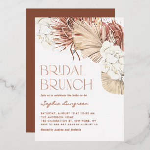Boho Dried Palm Leaves and Orchids Bridal Brunch
