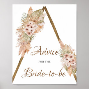 Boho Dried Palm Leaves Pampas Grass Advice Sign
