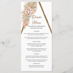 Boho Dried Palm Leaves Pampas Grass Wooden Arch  Menu
