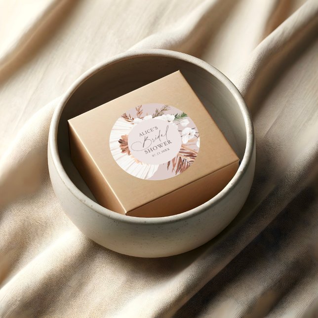 Boho Dried Palm Leaves Wedding Square Sticker (Creator Uploaded)