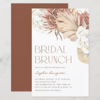 Boho Dried Palm & Orchid Bridal Brunch Invitation