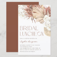Boho Dried Palm Orchid Bridal Luncheon Invitation