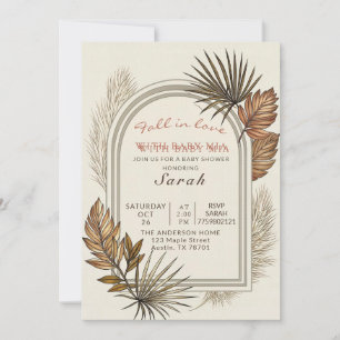 Boho Dried Palm & Pampas Grass Baby Shower Invitation