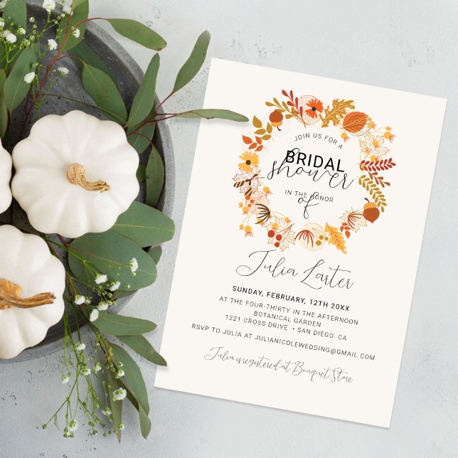 Boho Dried Rustic Floral Autumn Fall Bridal Shower Invitation (Creator Uploaded)