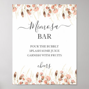 Boho Dried Watercolor Floral Wedding Mimosa Sign