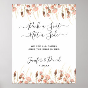 Boho Dried Watercolor Floral Wedding Poster