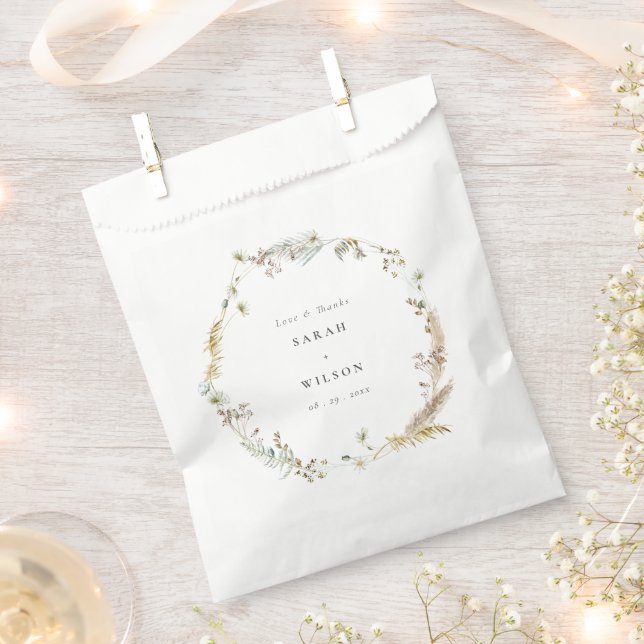 Boho Dry Palm Pampas Grass Floral Wreath Wedding  Favour Bags (Clipped)
