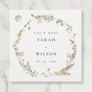 Boho Dry Palm Pampas Grass Floral Wreath Wedding Favour Tags