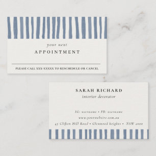 Boho Dusky Blue Watercolor Strips Appointment Business Card