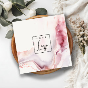 Boho Dusky Pink Red Watercolor Agate Logo Square Business Card