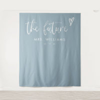 Boho Dusty Blue Bridal Shower Photo Booth Backdrop