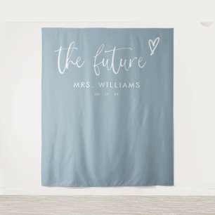 Boho Dusty Blue Bridal Shower Photo Booth Backdrop Tapestry
