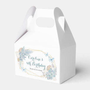 Boho Dusty Blue Butterfly Birthday Favours Boxes