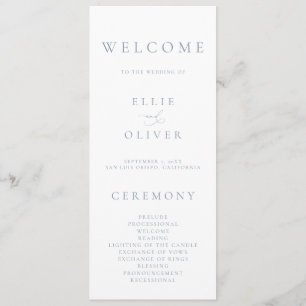 Boho Dusty Blue Elegant 1 Minimalist Wedding Programme