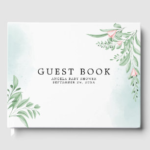 Boho Dusty Blue Eucalyptus baby Shower Guest Book