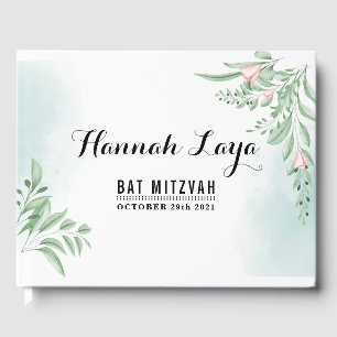 Boho Dusty Blue Eucalyptus Bat Mitzvah Guest Book