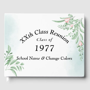 Boho Dusty Blue Eucalyptus Class Reunion Guest Book